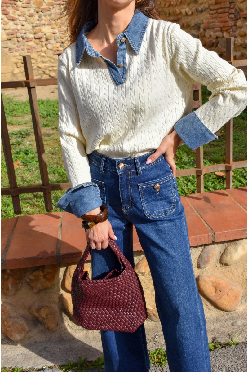 lai fashion JEANS ECRU PULL FEMME