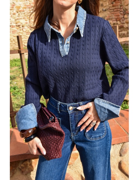 Pull Denim Marine ELISE