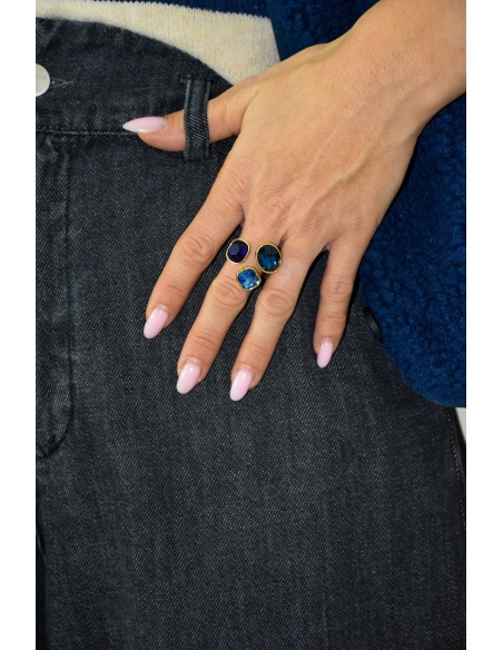 Bague Strass Bleu ATLAS