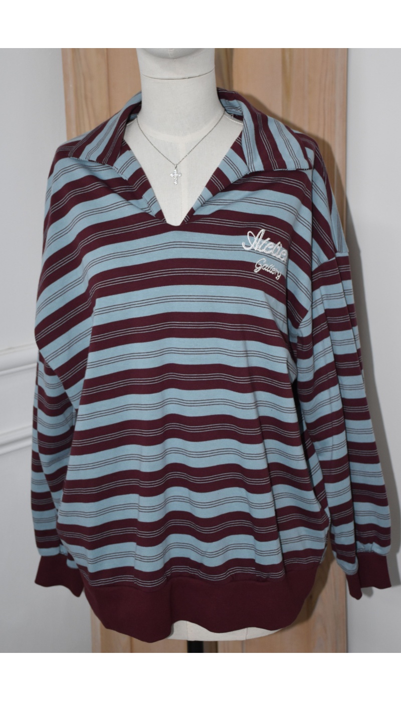 Polo Rayé Bordeaux NINO Noho - 1 | Accueil