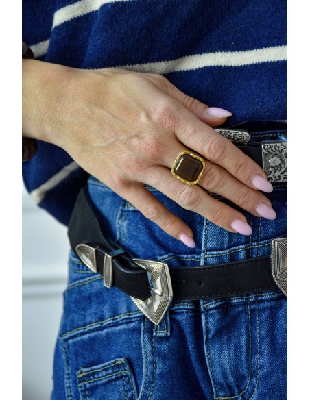 Bague Carré Marron GIANNI