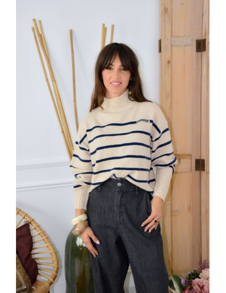 OLIVIA MODA ECRU MARINE PULL FEMME