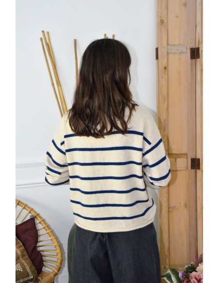 OLIVIA MODA ECRU MARINE PULL FEMME