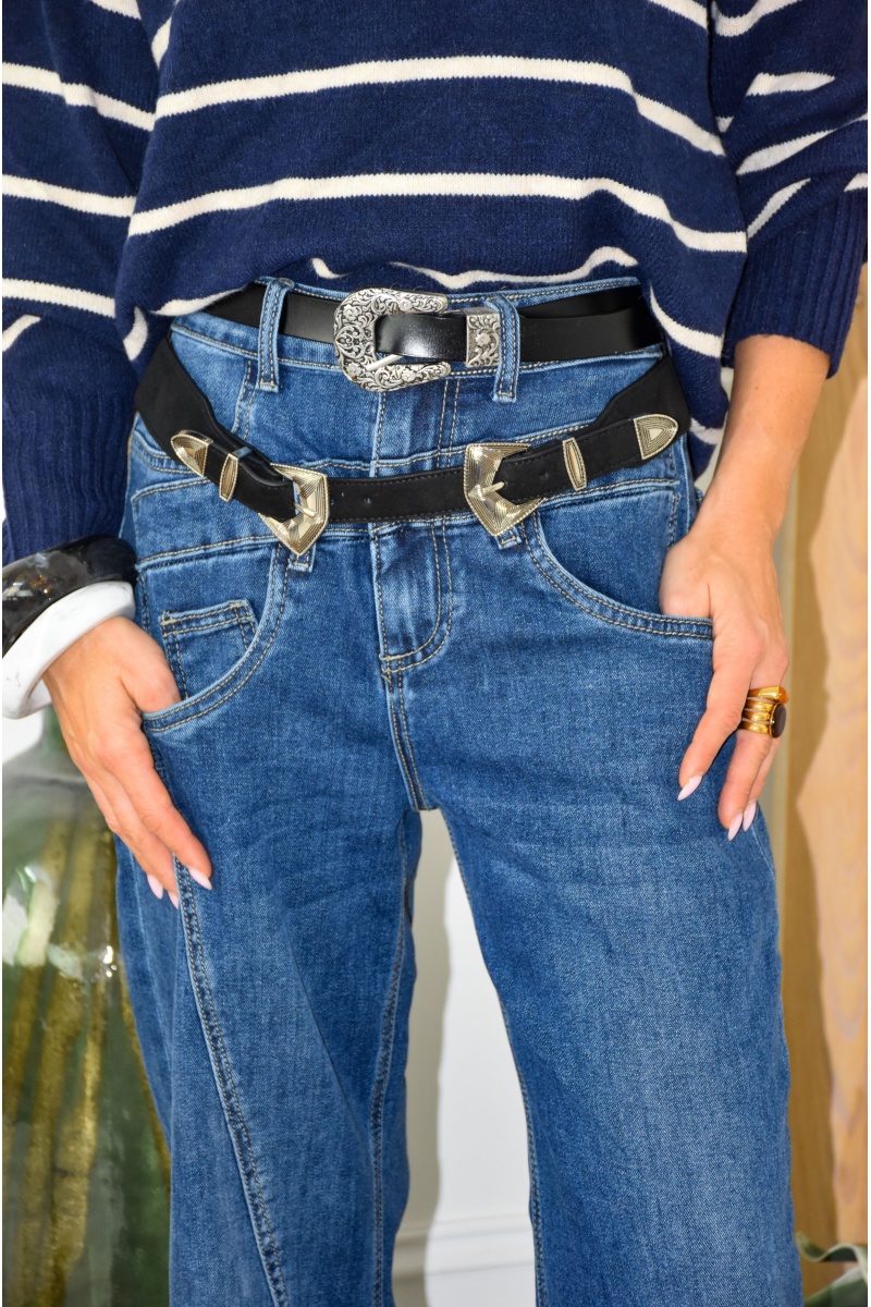 Ceinture Argent Noir EVIE