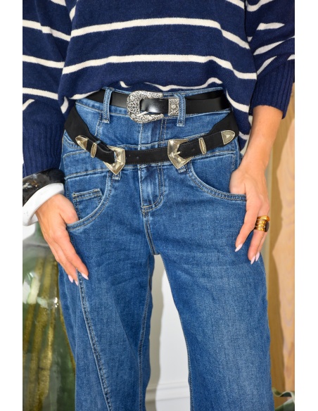 Ceinture Argent Noir EVIE