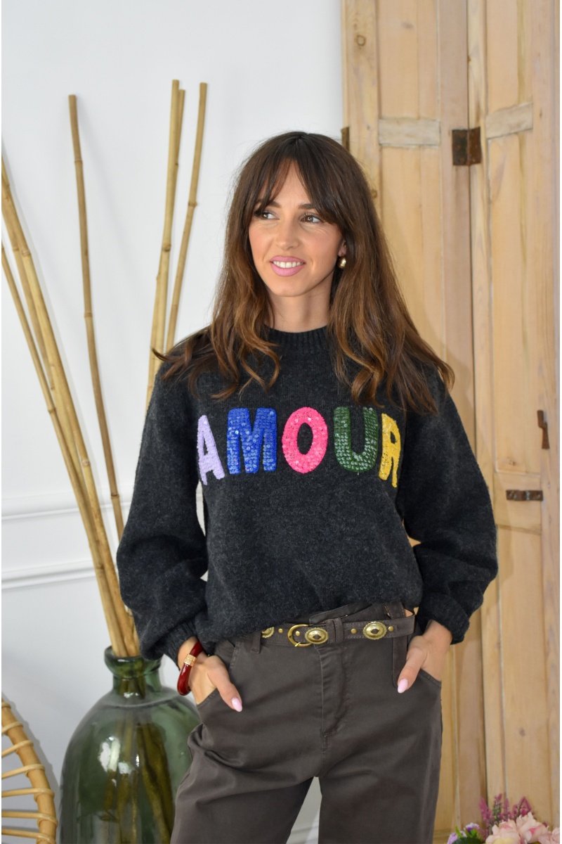 OLIVIA MODA AMOUR GRIS PULL FEMME 2