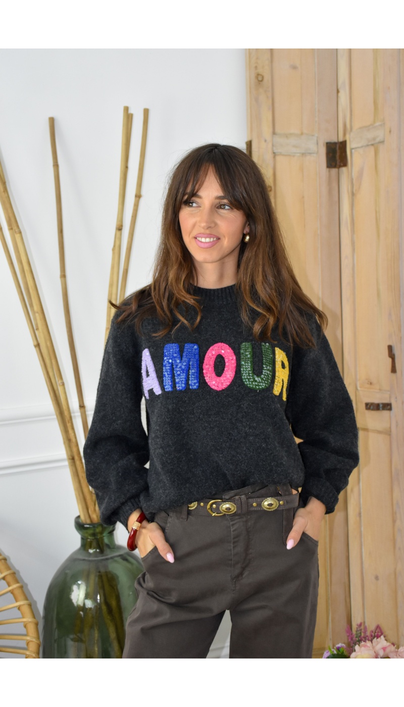 OLIVIA MODA AMOUR GRIS PULL FEMME