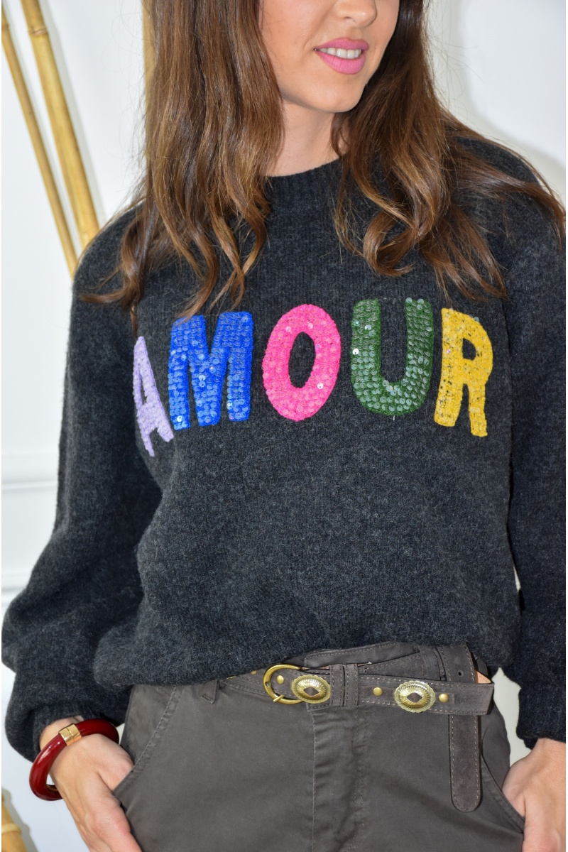 OLIVIA MODA AMOUR GRIS PULL FEMME