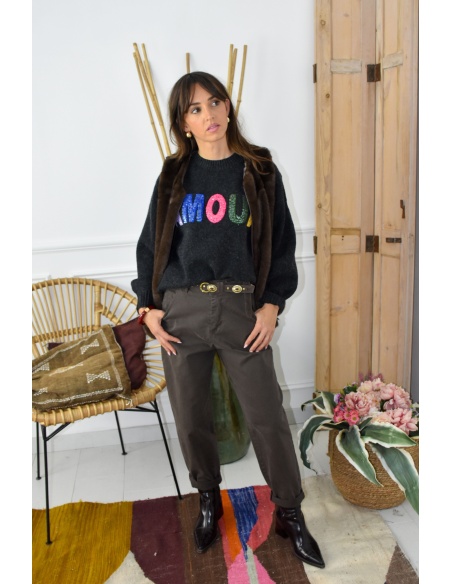 SEE YOU AGAIN SARL AROMA UNI MARRON PANTALON FEMME