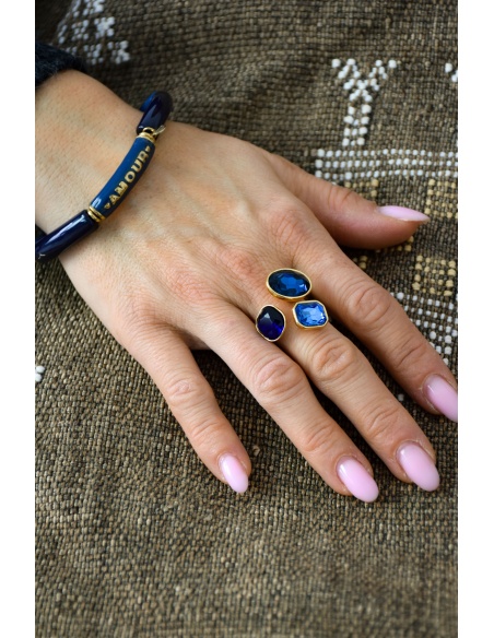 Bague Strass Bleu ATLAS