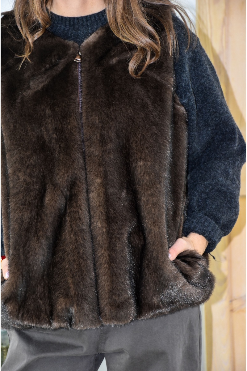 Veste Fourrure Chocolat FIONA 2