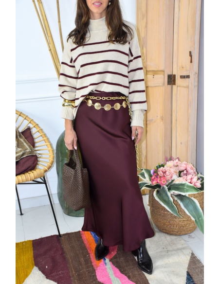 Jupe Satinée Bordeaux MANON