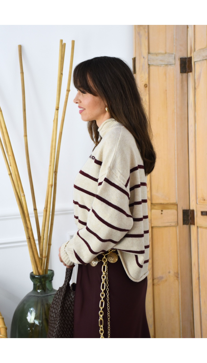 OLIVIA MODA ECRU BORDEA PULL FEMME