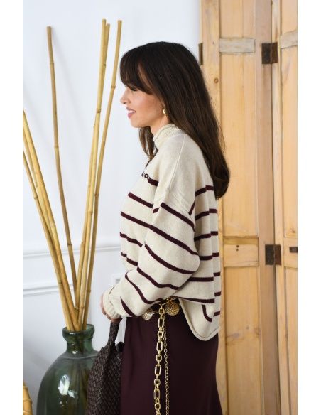 OLIVIA MODA ECRU BORDEA PULL FEMME