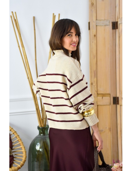 OLIVIA MODA ECRU BORDEA PULL FEMME