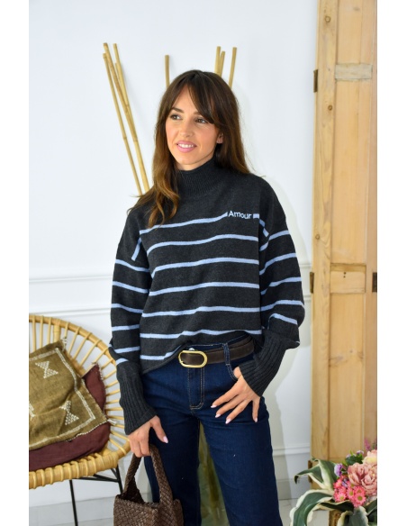 Pull Rayé Anthracite ABIGAIL