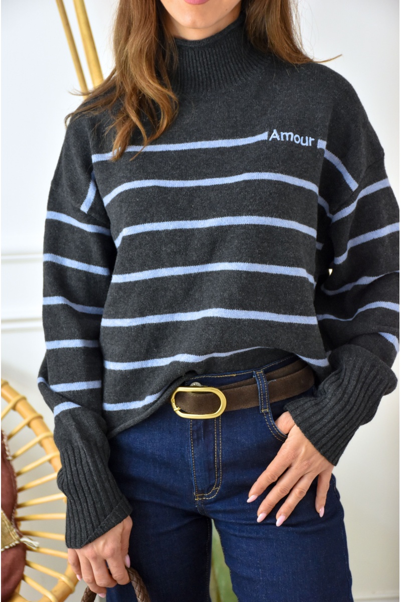 OLIVIA MODA NOIR BLEU PULL FEMME 2