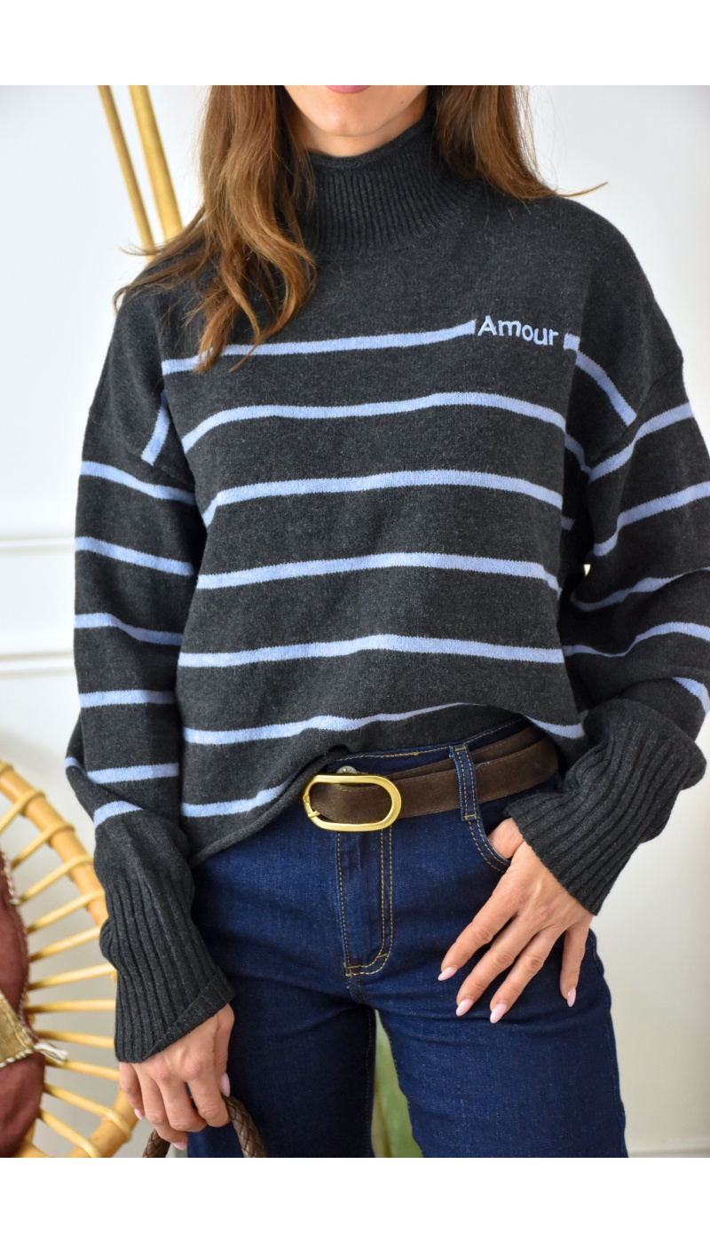 Pull Rayé Anthracite ABIGAIL