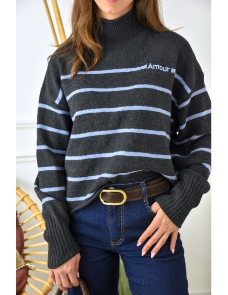 OLIVIA MODA NOIR BLEU PULL FEMME