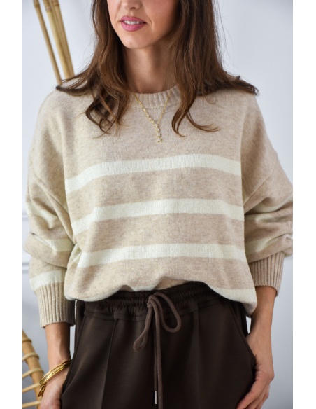 Pull Rayé Beige LINE