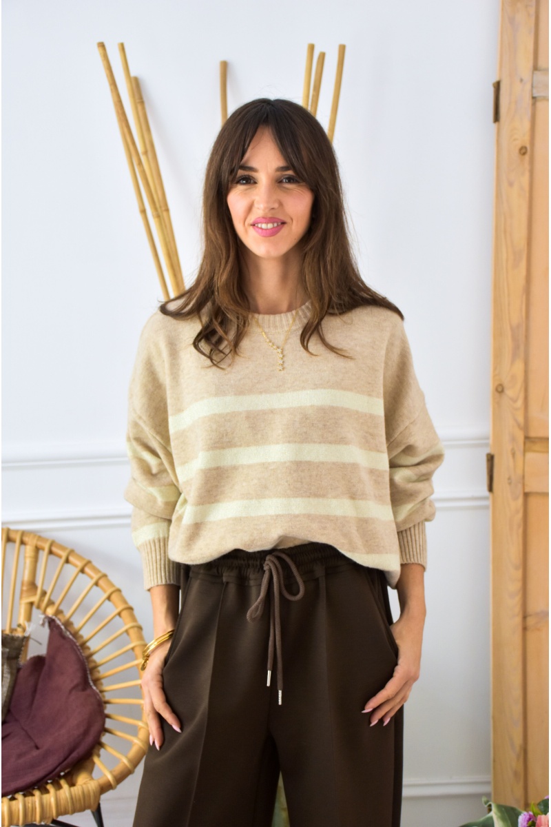 OLIVIA MODA ECRU POUDRE PULL FEMME 2