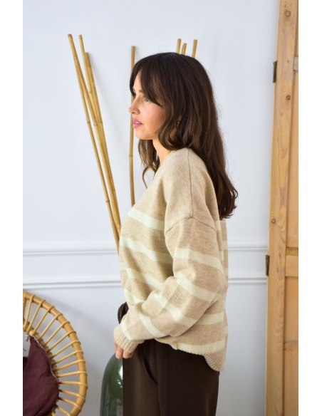 OLIVIA MODA ECRU POUDRE PULL FEMME