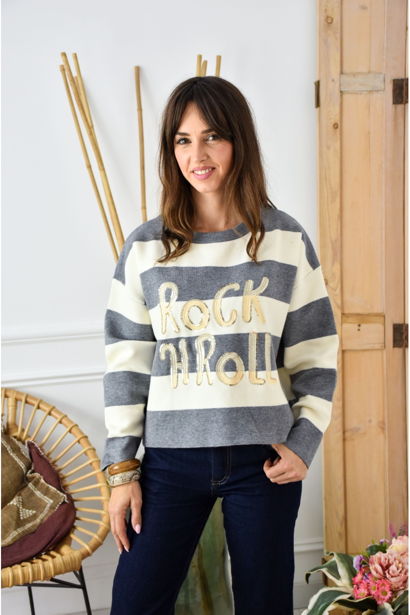 OLIVIA MODA BEIGE GRIS PULL FEMME 2