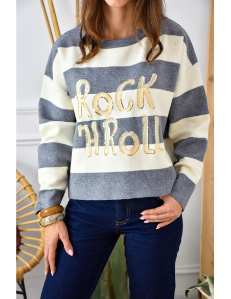 OLIVIA MODA BEIGE GRIS PULL FEMME