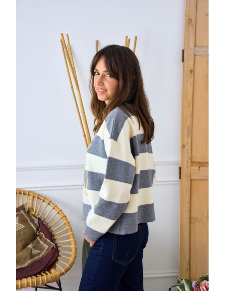 Pull Rayé Gris ALYA