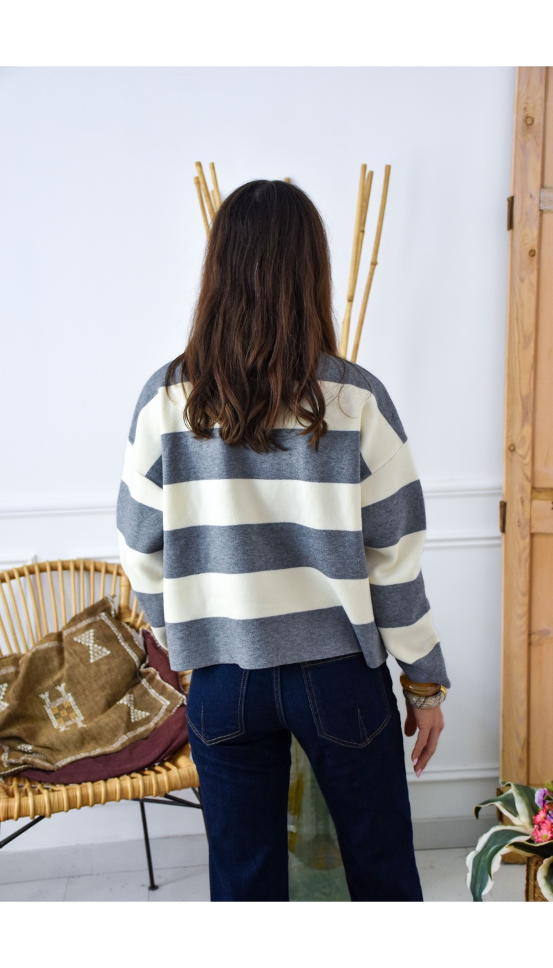 OLIVIA MODA BEIGE GRIS PULL FEMME