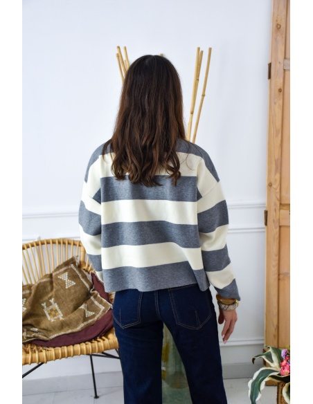 Pull Rayé Gris ALYA