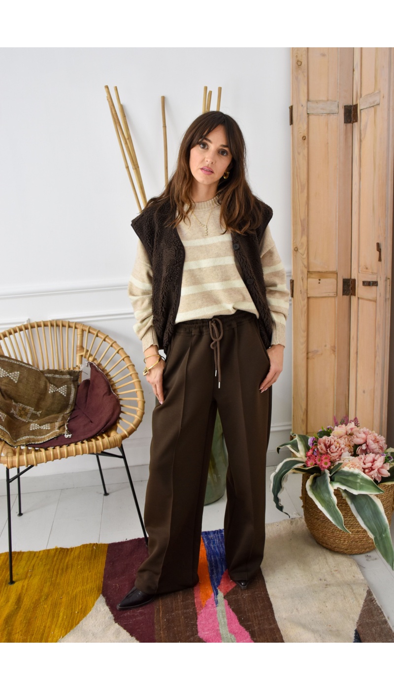 Pantalon Large Chocolat ILONA