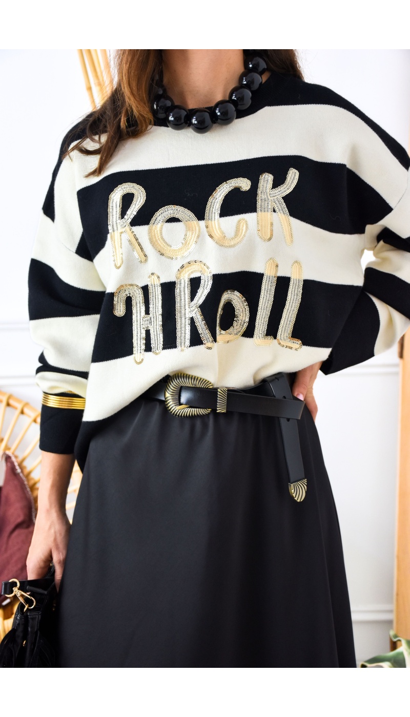 Pull Rayé Noir ALYA