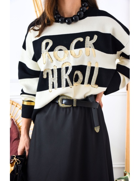 OLIVIA MODA BEIGE NOIR PULL FEMME