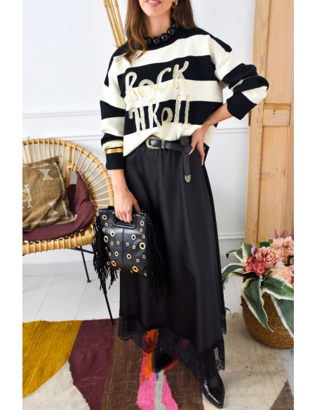 Pull Rayé Noir ALYA