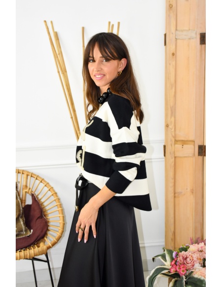 OLIVIA MODA BEIGE NOIR PULL FEMME