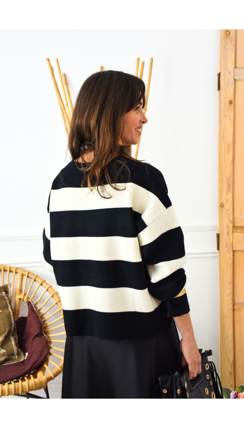 Pull Rayé Noir ALYA