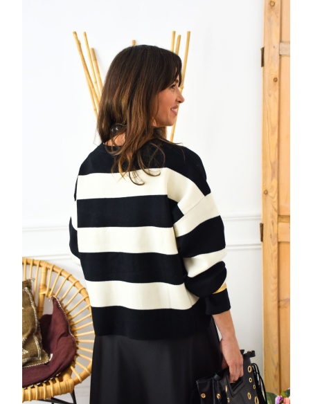 OLIVIA MODA BEIGE NOIR PULL FEMME