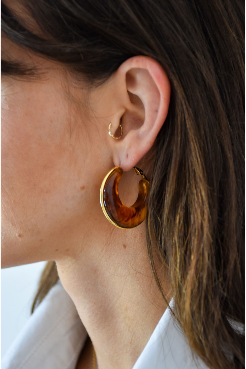 pretty baby DORE MARRON BOUCLES D'OREILLES