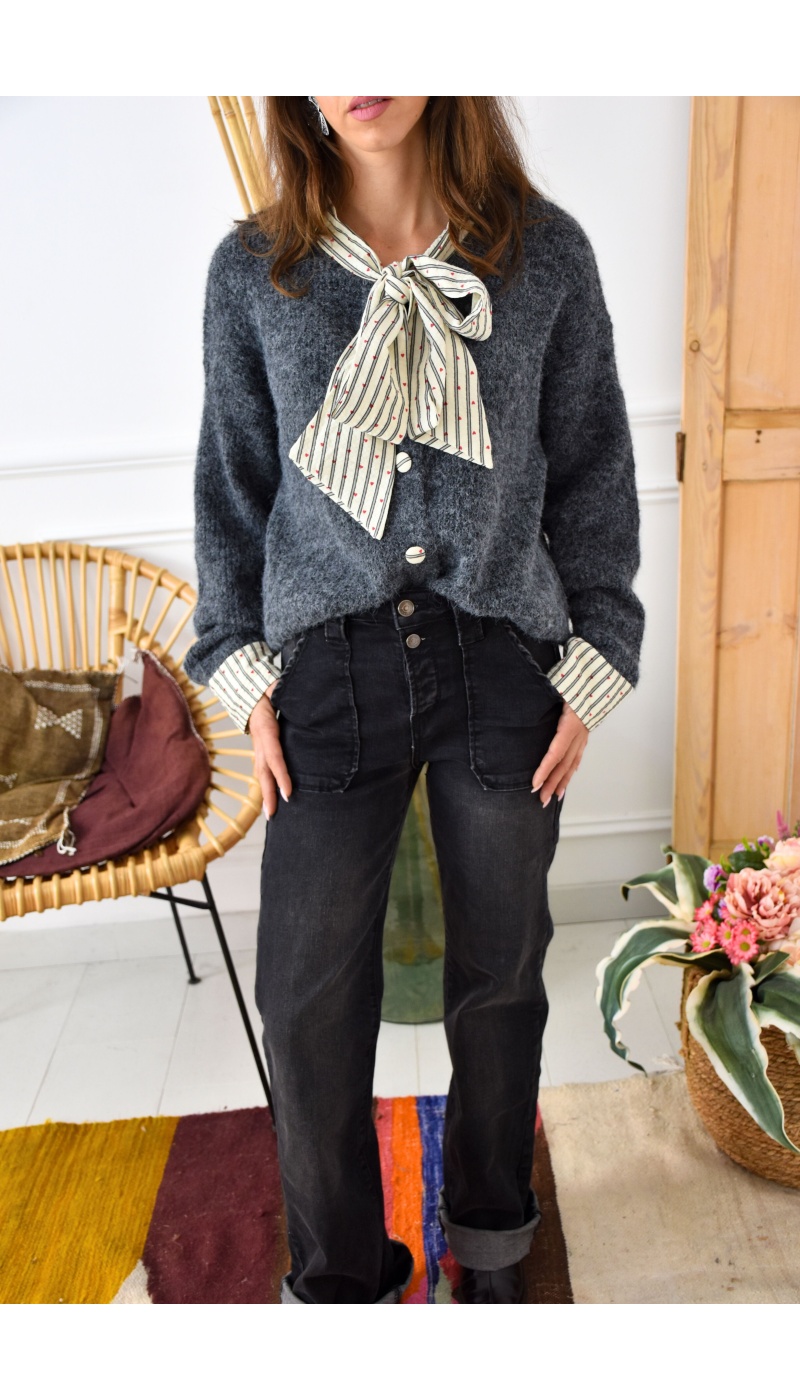 new2000  GRIS JEANS FEMME