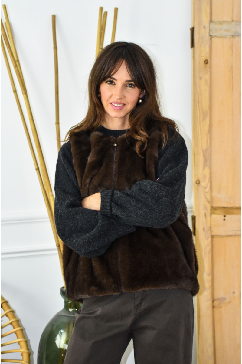 Veste Fourrure Chocolat FIONA
