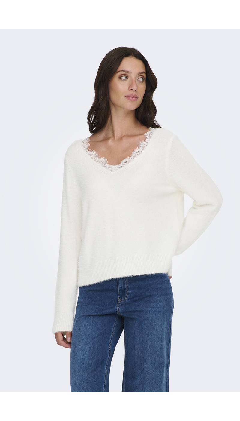 Pull Dentelle Blanc ONLPIUMO