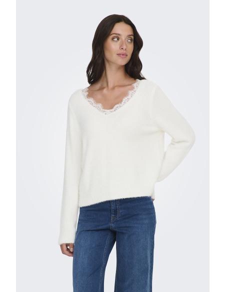 Pull Dentelle Blanc ONLPIUMO