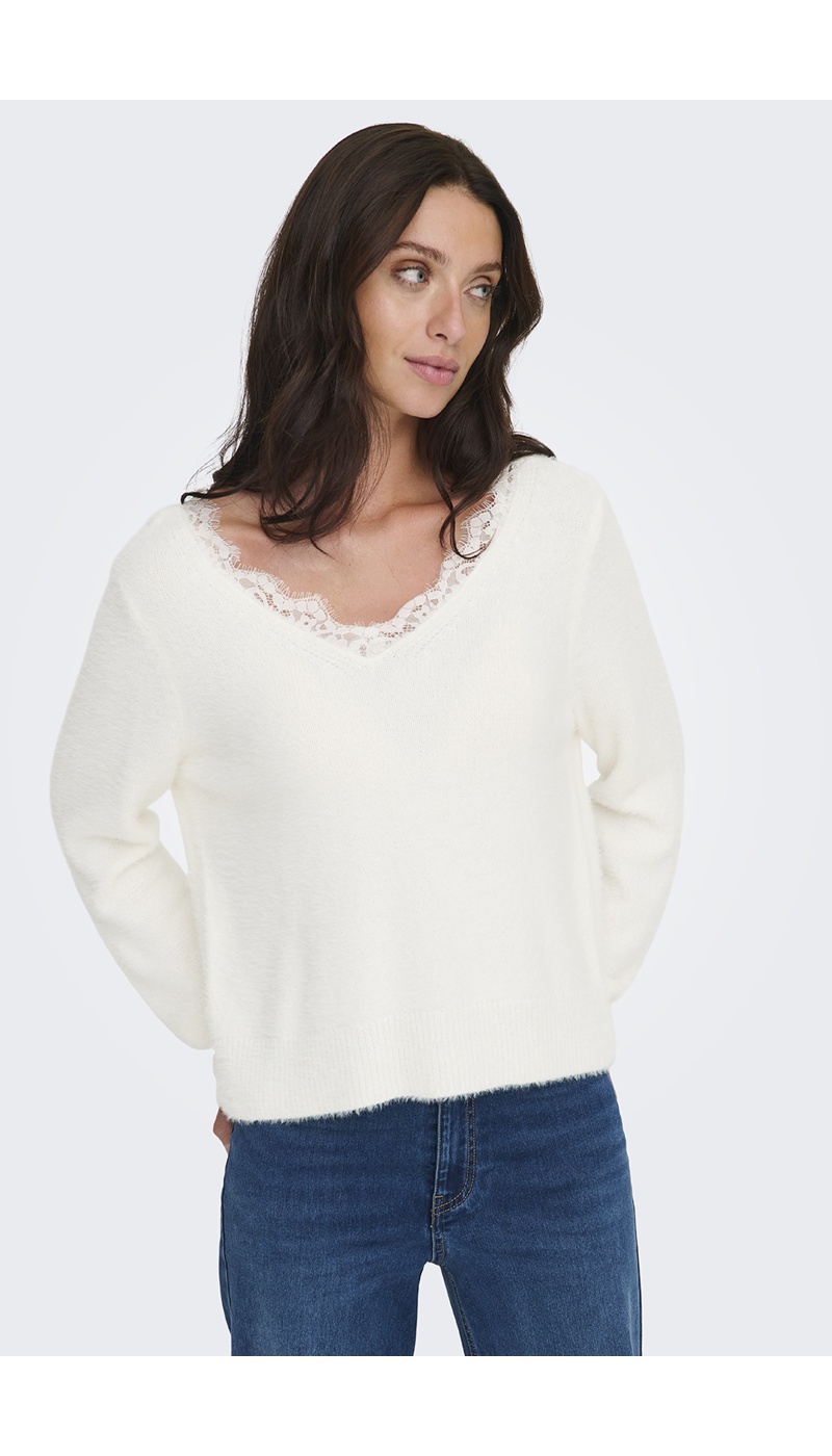 Pull Dentelle Blanc ONLPIUMO