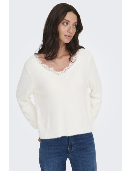 Pull Dentelle Blanc ONLPIUMO