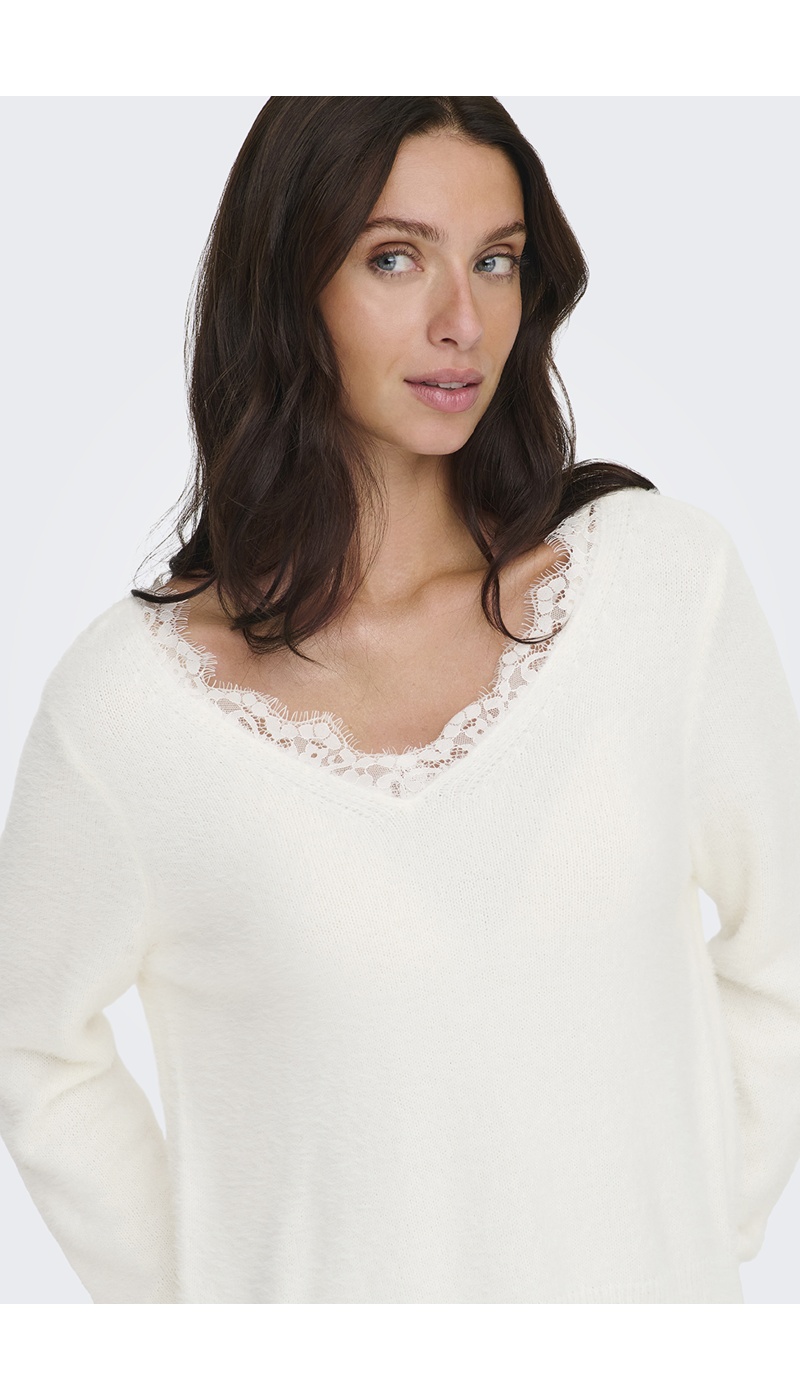 Pull Dentelle Blanc ONLPIUMO