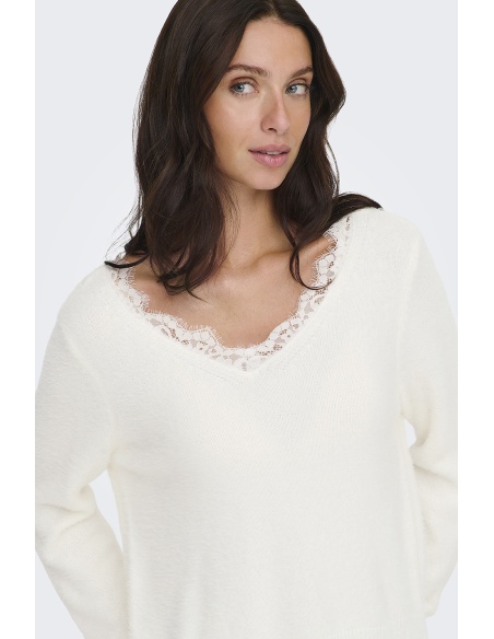 Pull Dentelle Blanc ONLPIUMO