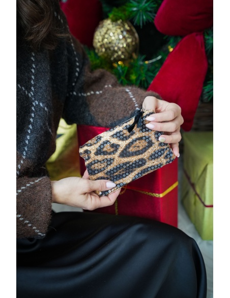 ANOUCHCA SEQUIN LEOPAR POCHETTE