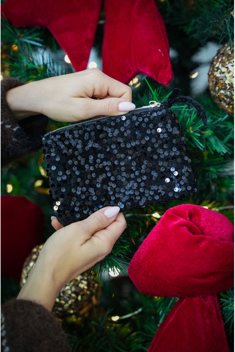 Pochette Sequins Noire OSAKA