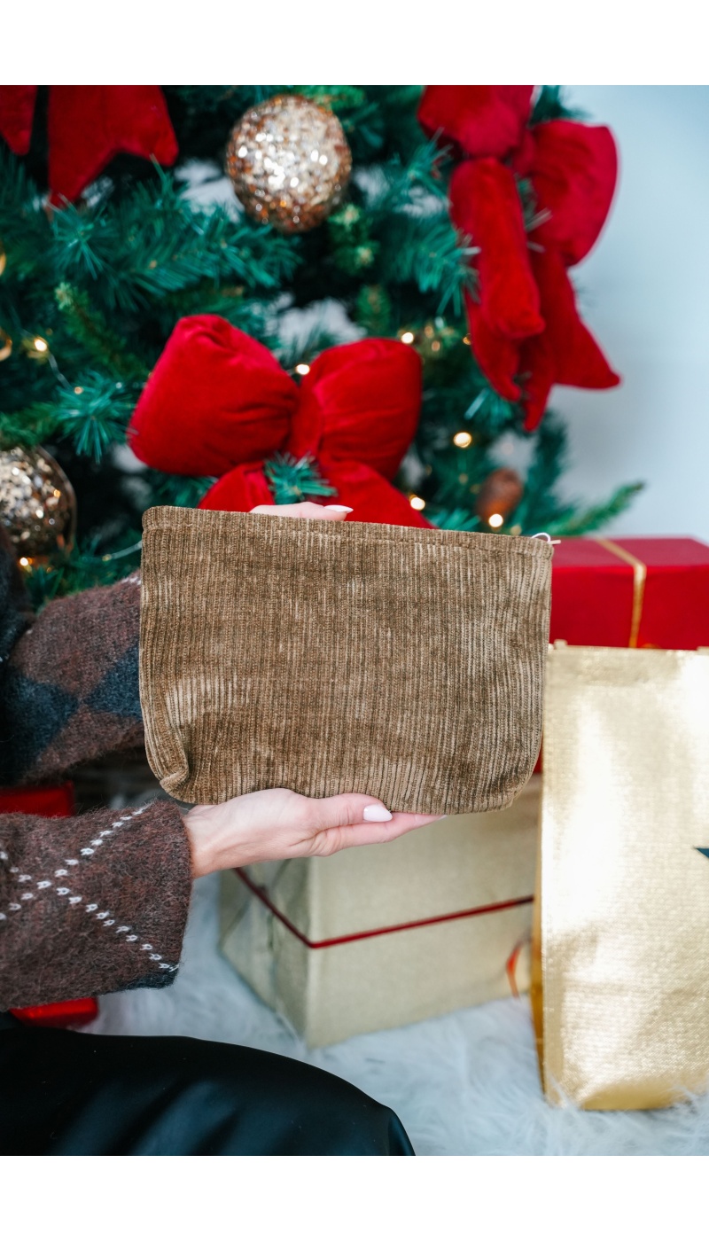 ANOUCHCA VELOUR KAKI POCHETTE